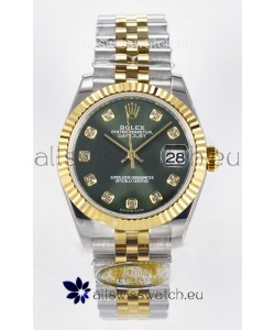 Rolex Super Clone Datejust ETA 2688 Movement 31MM Two Tone Yellow Gold Swiss Green Dial 