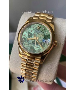 Rolex Datejust M278248 31MM Swiss Replica in Gold - Green Motif Dial 1:1 Mirror Quality