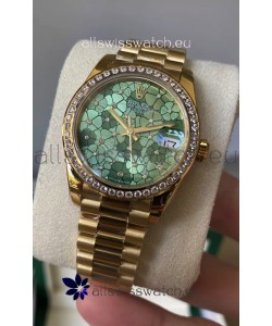 Rolex Datejust M278248 31MM Swiss Replica in Gold - Green Motif Dial 1:1 Mirror Quality