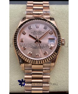 Rolex Datejust 31MM Swiss Watch in 904L Steel Rose Gold Dial 1:1 Mirror Replica