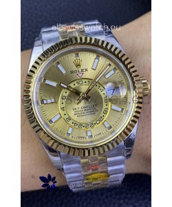 Rolex Sky-Dweller REF# M336933 Gold Dial Watch in Yellow Gold 904L Steel Case 1:1 Mirror Replica