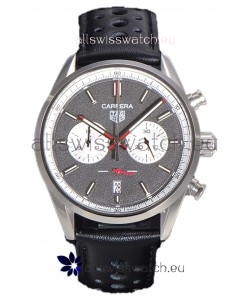 Tag Heuer Carrera Chronograph 43 Swiss Quartz Replica Watch Grey Dial Leather Strap