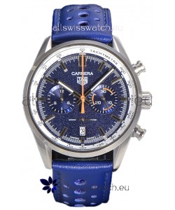Tag Heuer Carrera Chronograph 43 Swiss Quartz Replica Watch Blue Dial Leather Strap