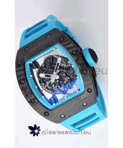 Richard Mille RM055 Forged Carbon Casing 1:1 Mirror Replica Watch in Blue Strap 