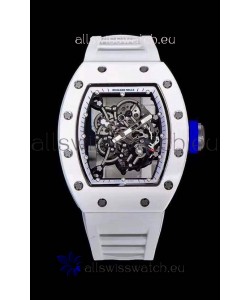 Richard Mille RM055 Ceramic Casing 1:1 Mirror Replica Watch in White Strap 