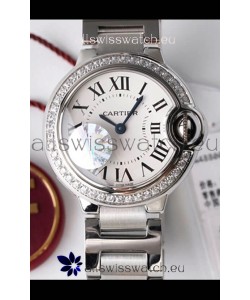 Ballon De Cartier Swiss Quartz 1:1 Mirror Quality 28MM in Steel Casing White Dial 