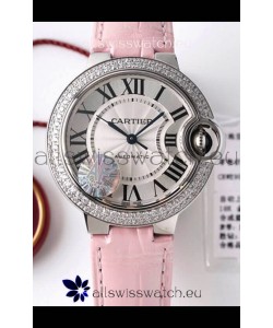 Ballon De Cartier Swiss Automatic 1:1 Mirror Quality 33MM in Stainless Steel Casing - Diamonds Bezel