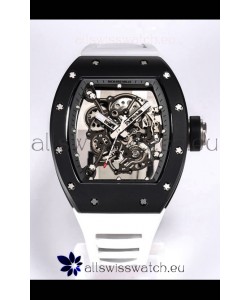 Richard Mille RM055 Black Ceramic Casing 1:1 Mirror Replica Watch in White Strap