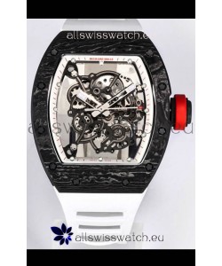 Richard Mille RM055 Black Carbon Casing 1:1 Mirror Replica Watch in White Strap