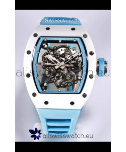 Richard Mille RM055 White Ceramic Casing 1:1 Mirror Replica Watch in Blue Strap