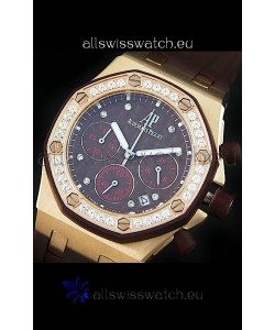 Audemars Piguet Royal Oak Offshore Lady Alinghi Swiss Watch in Maroon Checkered Dial