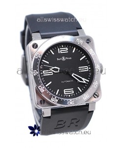 Bell and Ross BR 03 Type Aviation Brushed Steel Swiss Automatic Watch in Black Dial