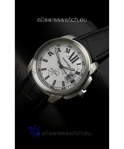 Cartier Calibre de Cartier Swiss Replica Automatic Watch in White Dial