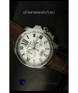 Calibre De Cartier Chronograph Japanese Replica Watch in Steel