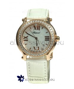 Chopard Happy Sport Swiss Ladies Swiss Replica Gold Watch in Diamond Bezel
