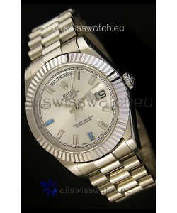Rolex Day Date II 41MM Swiss Replica Watch - Steel Dial - 1:1 Mirror Replica Watch 