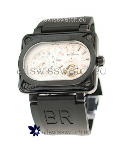 Bell and Ross BR Minuteur Tourbillon PVD Japanese Watch in White Dial