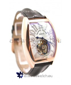 Franck Muller Aeternitas Tourbillon Swiss Replica Gold Watch in Black Strap