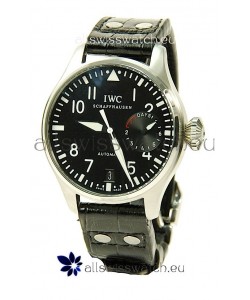 IWC Big Pilot Swiss Replica Steel Watch in Black Dial 