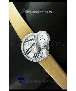Cartier Jewellery Pearl Diamond Watch in Yellow Strap