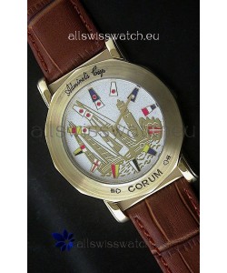 Corum Admiral's Cup Japanese Replica Watch in Brown Strap
