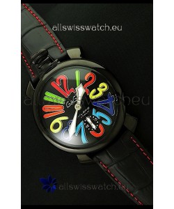Gaga Milano Italy Japanese Replica PVD Watch in Black Dial