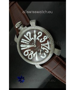 Gaga Milano Italy Manuale Replica Japanese Watch in Coffee Dial