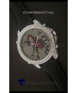 Five Time Zones J&C Imitations Japanese Watch in Full Diamonds