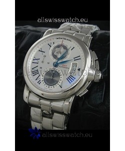 Mont Blanc Meisterstuck Star GMT Swiss Watch in White Dial