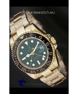 Rolex GMT Master II Swiss Replica Gold Watch in Green Dial