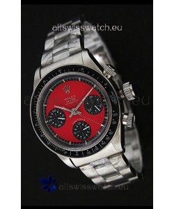 Rolex Daytona Cosmograph Swiss Replica Stainless Steel Watch in Red Dial