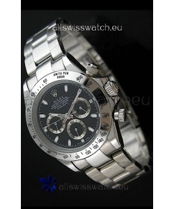 Rolex Daytona Japanese Replica Steel Watch in Black Dial