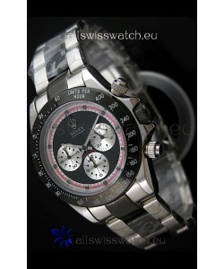 Rolex Daytona Cosmograph Swiss Replica Black PVD Watch in Silver Subdials 