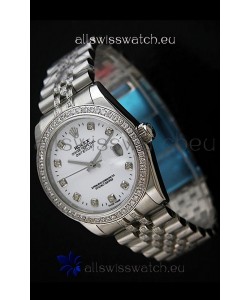 Rolex DateJust Japanese Mens Replica Silver Watch in Diamond Markers