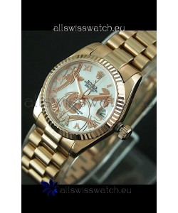Rolex Oyster Perpetual Date Just Lady Swiss Rose Gold Watch in Pearl White Dial