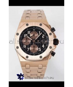 Audemars Piguet Royal Oak Offshore Black Dial Chronograph 1:1 Mirror Replica Watch - Rose Gold 
