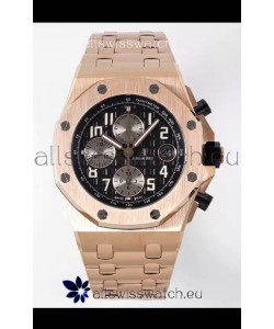 Audemars Piguet Royal Oak Offshore Black Dial Chronograph 1:1 Mirror Replica Watch - Rose Gold 