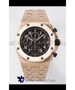 Audemars Piguet Royal Oak Offshore Black Dial Chronograph 1:1 Mirror Replica Watch - Rose Gold 