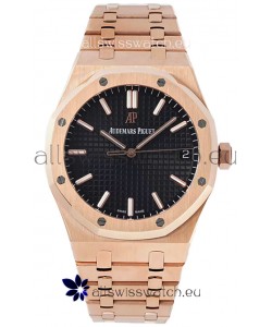 Audemars Piguet Royal Oak 37MM Black Dial Rose Gold Watch in 3120 Movement - 1:1 Mirror Replica