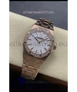 Audemars Piguet Royal Oak 33MM 904L Rose Gold White Dial 1:1 Mirror Replica Watch