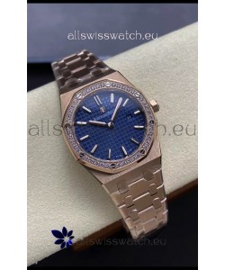 Audemars Piguet Royal Oak 33MM 904L Rose Gold Blue Dial 1:1 Mirror Replica Watch