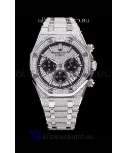 Audemars Piguet Royal Oak Chronograph 41MM Swiss Quartz Watch with Diamonds Embedded Casing in Steel Casing