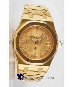 Audemars Piguet Royal Jumbo Oak Extra Thin Swiss Replica Yellow Gold - 1:1 Mirror Replica Watch Gold Dial