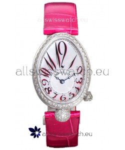 Breguet Reine De Naples Ladies Stainless Steel Pink Leather Swiss 1:1 Edition Replica Watch