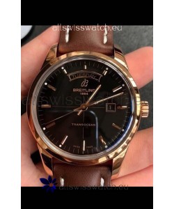 Breitling Transocean Day & Date Swiss Replica Watch in Black Dial 1:1 Mirror Edition