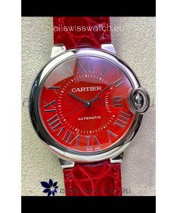 Ballon De Cartier Swiss Automatic 1:1 Mirror Quality 36MM in Stainless Steel Red Dial 