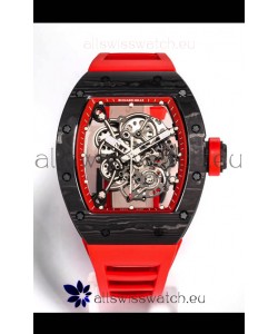 Richard Mille RM055 Black Carbon Casing 1:1 Mirror Replica Watch in Red Strap