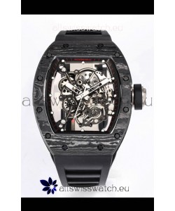 Richard Mille RM055 Black Carbon Casing 1:1 Mirror Replica Watch in Black Strap