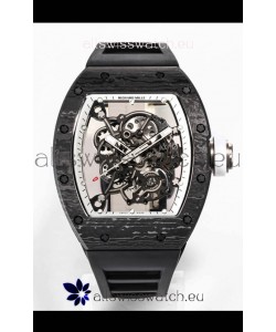 Richard Mille RM055 Black Carbon Casing 1:1 Mirror Replica Watch in Black Strap