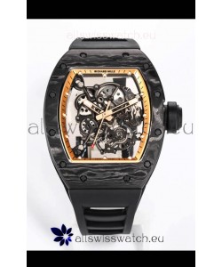 Richard Mille RM055 Black Carbon Casing 1:1 Mirror Replica Watch in Black Strap